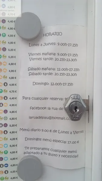 menu 1 of La Rua de Pau