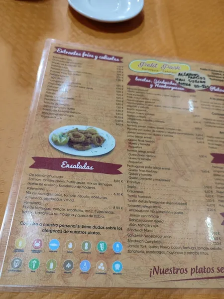 menu 1 of Petit Park