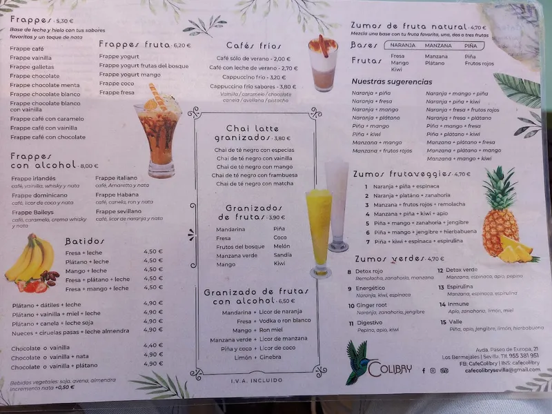 menu 1 of Cafetería Colibry