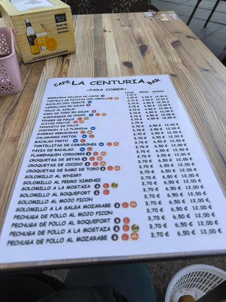 menu 2 of Cafetería la Centuria