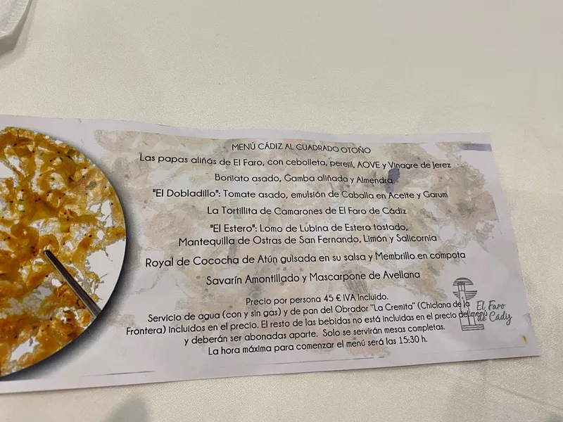 menu 2 of Restaurante El Faro de Cádiz