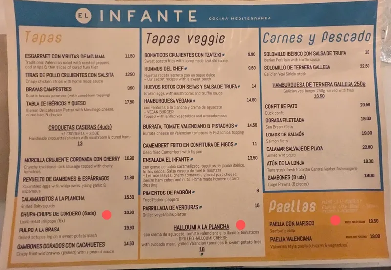 menu 1 of Restaurante El Infante
