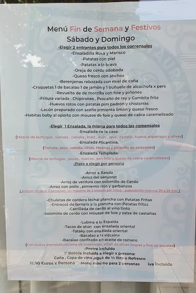 menu 2 of Cervecería Restaurante Victor