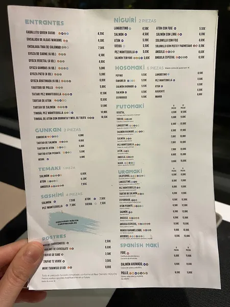 menu 0 of Green sushi