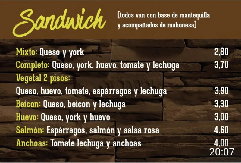 menu 1 of Cervecería Doña Rosquita Bar de tapas en Granada