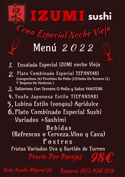 menu 0 of Izumi Sushi: Buffet libre a la carta