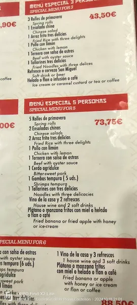 menu 1 of Restaurante Chino Ronda