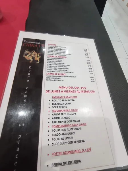 menu 0 of Restaurant China