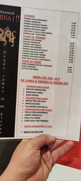 menu 1 of Restaurant China