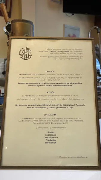 menu 0 of CafeLab