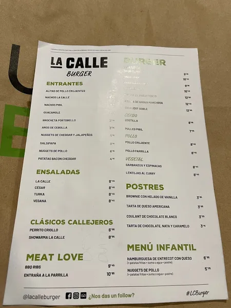 menu 0 of La Calle Burger Granada