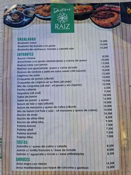 menu 0 of Destino Raíz Restaurant Café