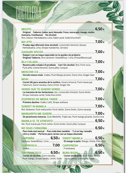 menu 0 of Restaurante Manila Urban Grill