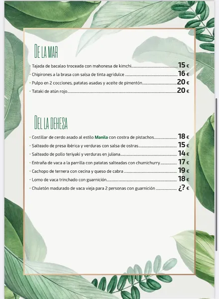 menu 1 of Restaurante Manila Urban Grill