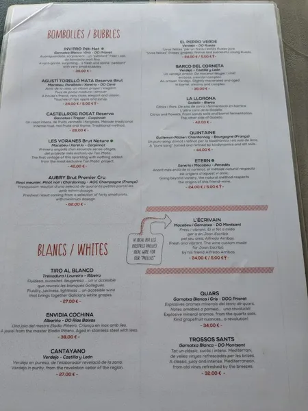menu 1 of Chiringuito Escribà