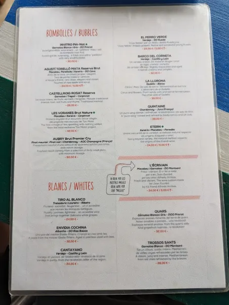 menu 2 of Chiringuito Escribà