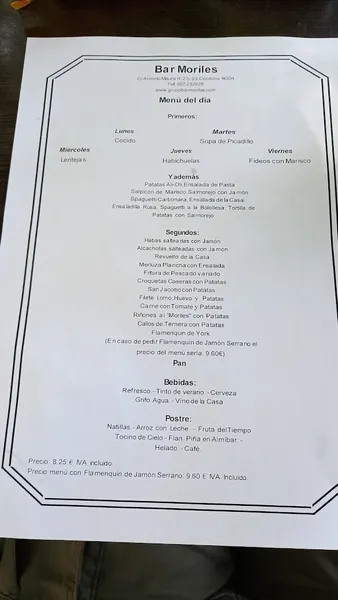 menu 1 of Bar Moriles