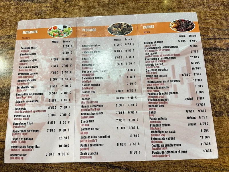 menu 0 of Bar los Romerillos