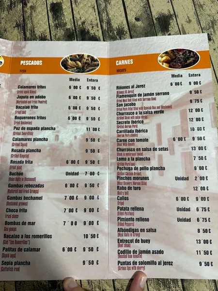 menu 1 of Bar los Romerillos