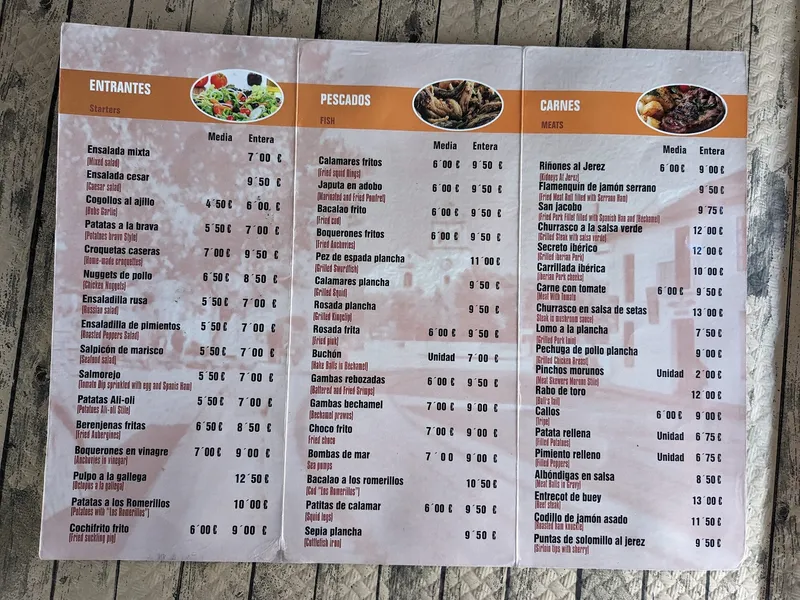menu 2 of Bar los Romerillos