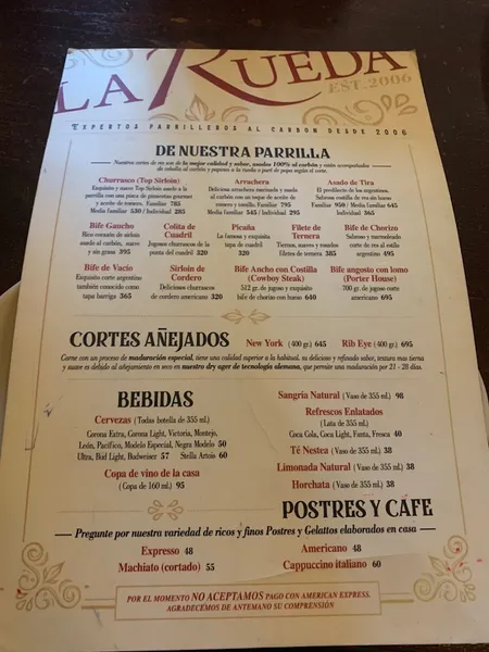 menu 1 of La Rueda