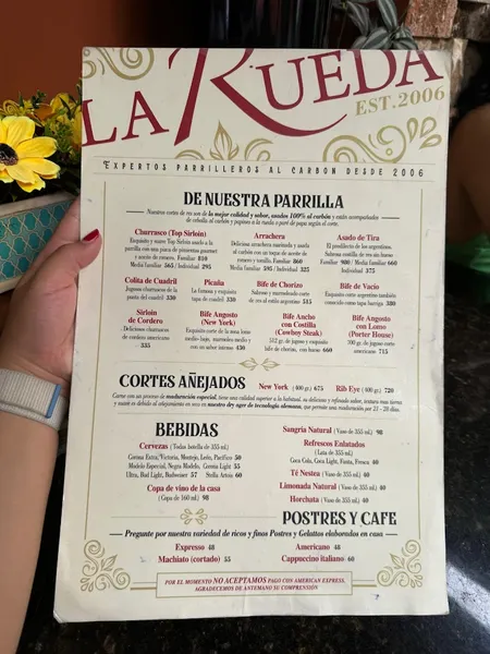 menu 2 of La Rueda