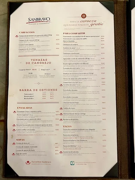 menu 0 of Sanbravo
