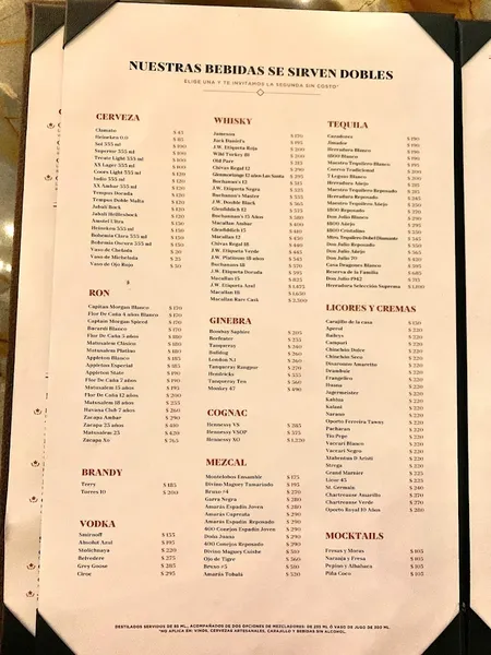 menu 1 of Sanbravo