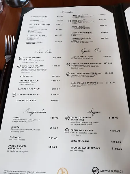 menu 0 of La Recova