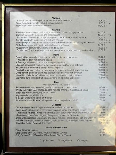 menu 2 of El Sortidor, de la Filomena Pagès