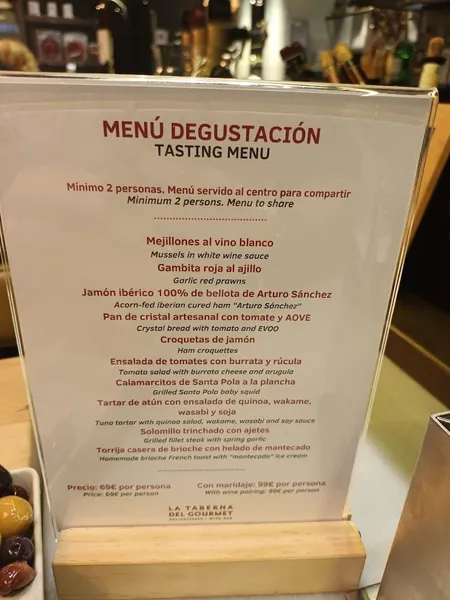 menu 2 of La Taberna del Gourmet