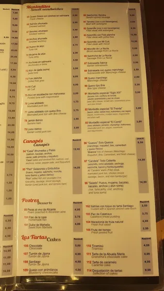 menu 1 of Bar El Cantó