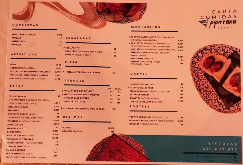 menu 0 of PIPIRRANA VERMUT