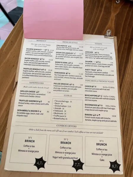 menu 2 of La Malcriada Brunch