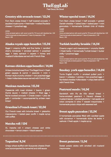 menu 2 of The Egg Lab