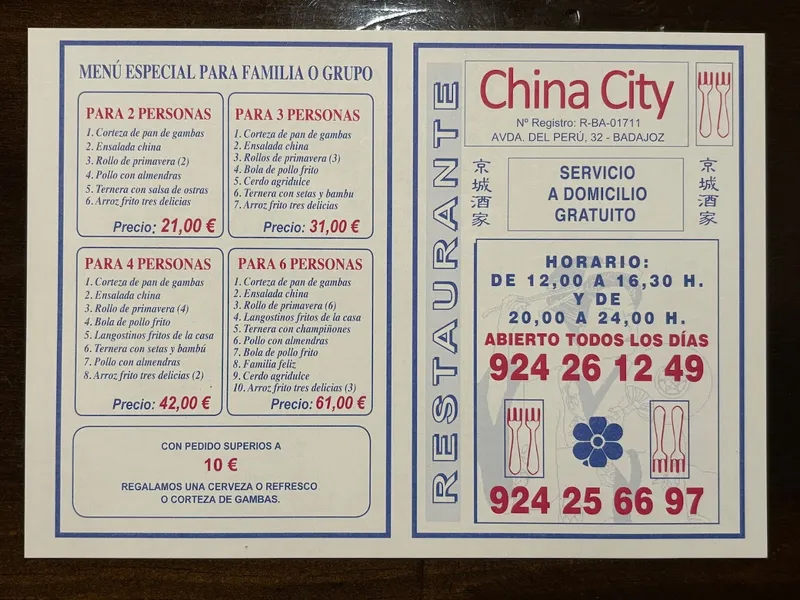 menu 0 of Restaurante China City