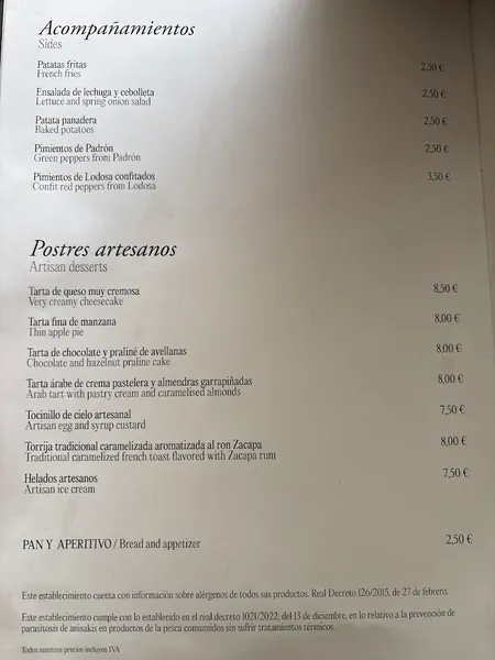 menu 0 of Río Grande Sevilla
