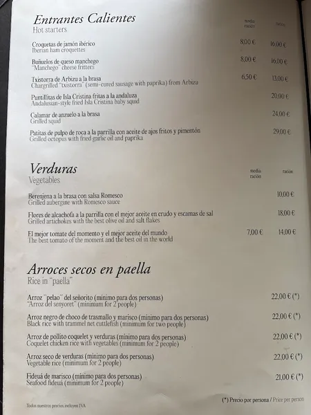 menu 1 of Río Grande Sevilla