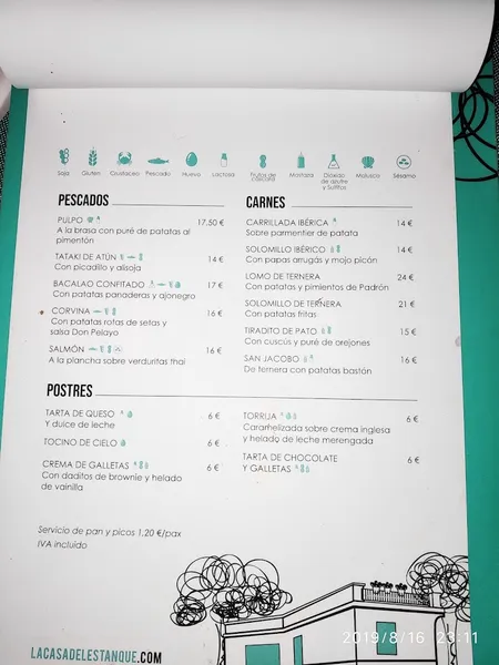 menu 0 of Restaurante La Casa del Estanque