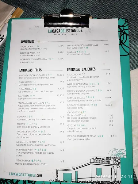 menu 1 of Restaurante La Casa del Estanque