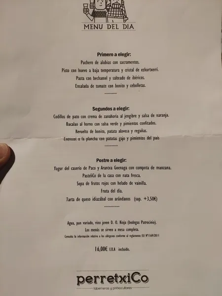 menu 1 of Restaurante perretxiCo Vitoria-Gasteiz