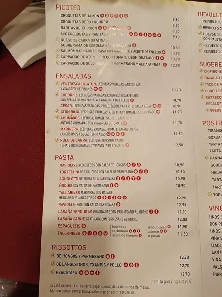 menu 1 of Restaurante La Pintozzeria