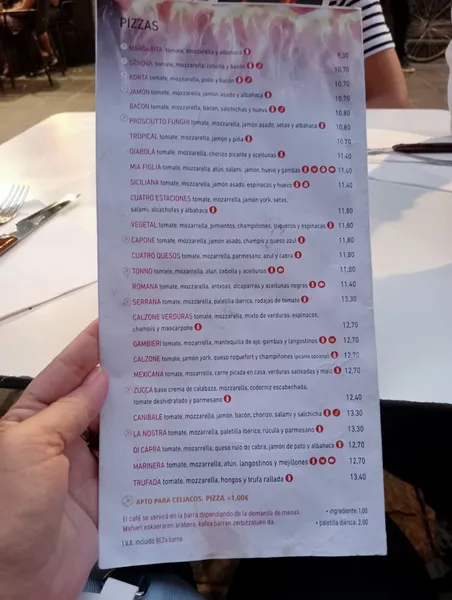 menu 2 of Restaurante La Pintozzeria