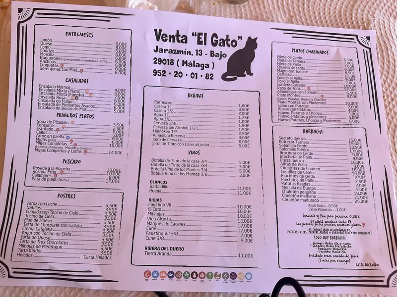 menu 1 of Venta El Gato