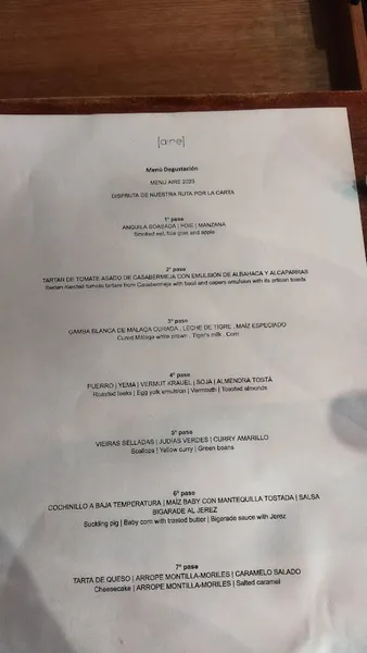 menu 0 of Aire Gastrobar