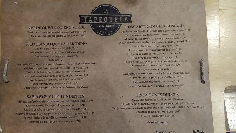 menu 0 of La Tapeoteca San Pedro