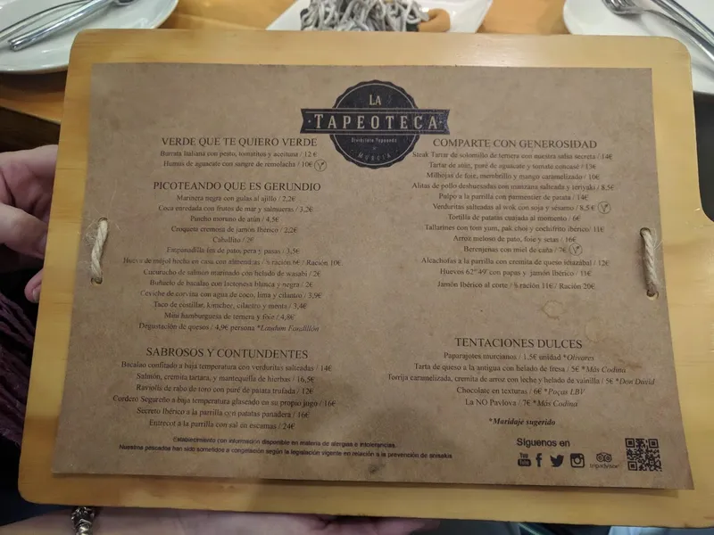 menu 1 of La Tapeoteca San Pedro