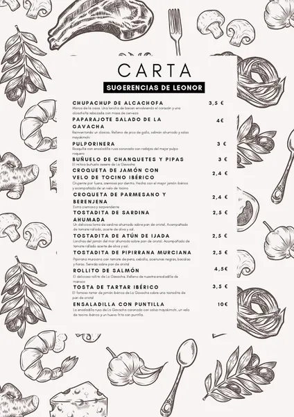menu 2 of La Gavacha