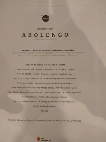 menu 0 of Restaurante Por Herencia