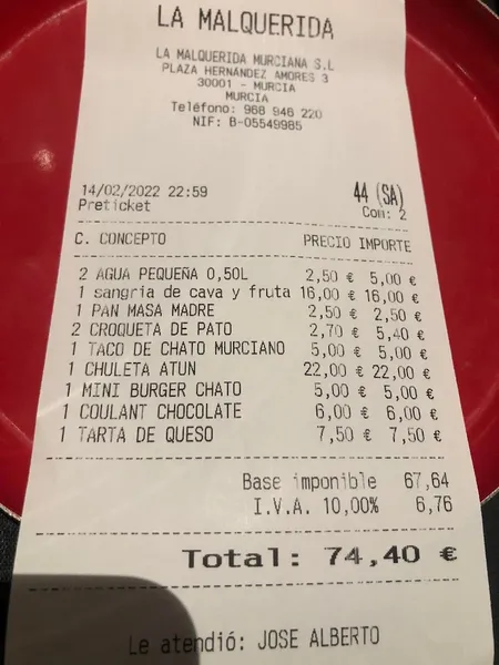 menu 0 of La Malquerida